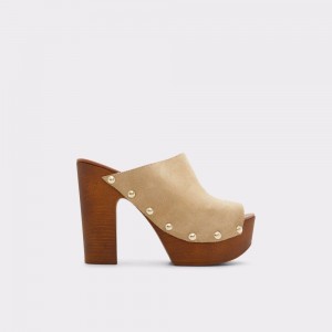 Aldo Drenania Heeled Mule - Platform Platform Ayakkabı Kadın Bej Rengi | JEQM58734