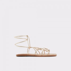 Aldo Posey Strappy flat sandal Sandalet Kadın Champagne | ZFOU69250