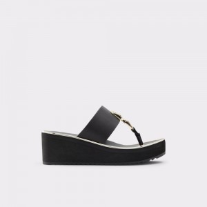 Aldo Toea Thong sandal - Wedge heel Sandalet Kadın Siyah | AKMP76984