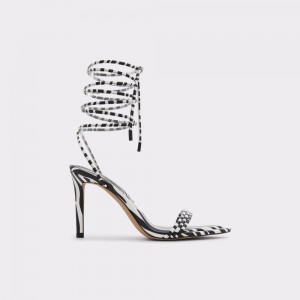 Aldo Yberrar Strappy heeled sandal - Stiletto heel Sandalet Kadın Siyah Beyaz | EKUC30582