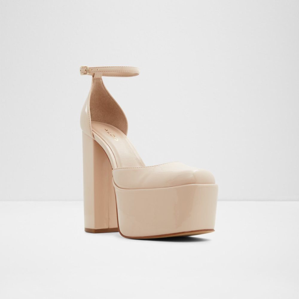 Aldo Craybaen Ankle strap heeled shoe - Plateforme Blok Topuklu Ayakkabı Kadın Bej Rengi | VSZU78542