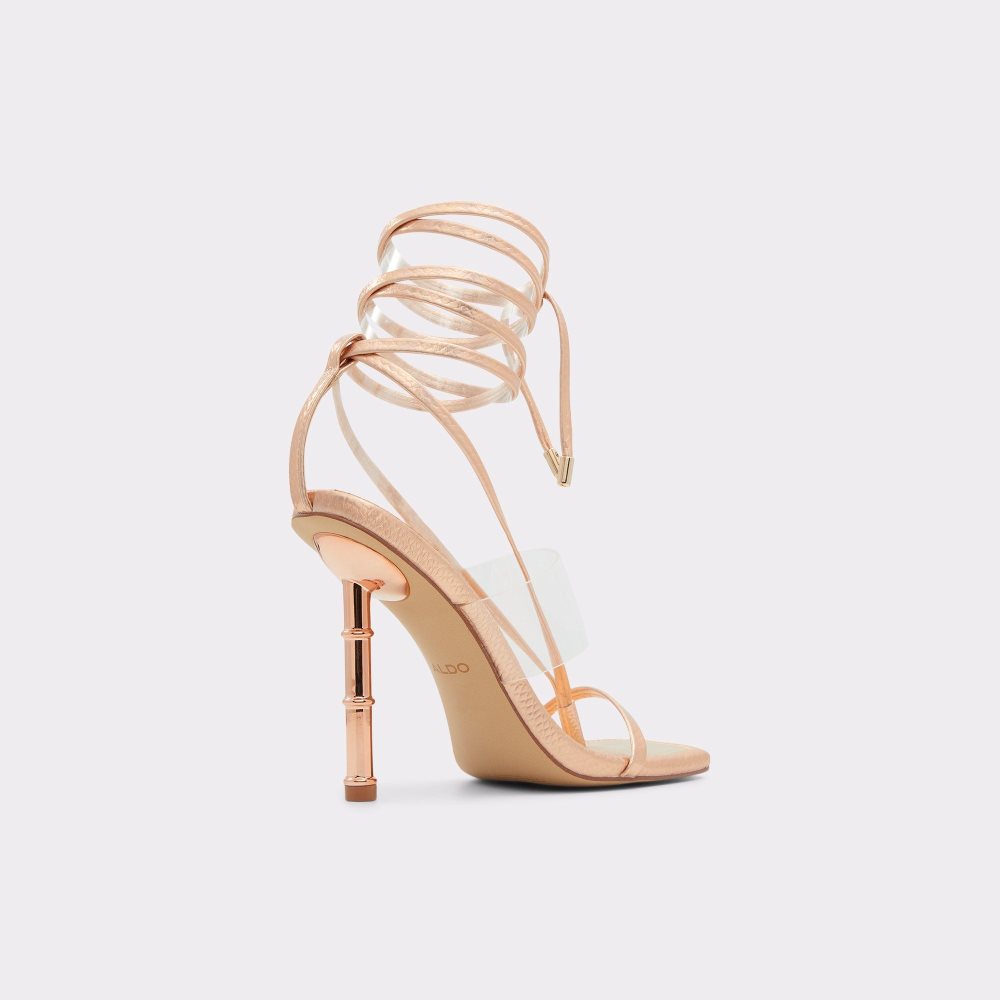 Aldo Elektra Strappy heeled sandal Sandalet Kadın Pembe Altın | AFUZ16043