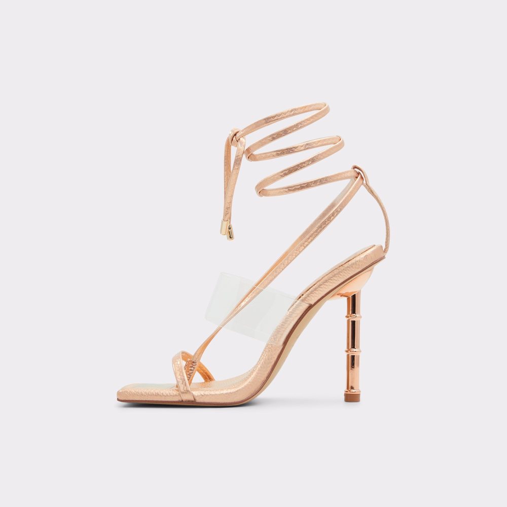 Aldo Elektra Strappy heeled sandal Sandalet Kadın Pembe Altın | AFUZ16043