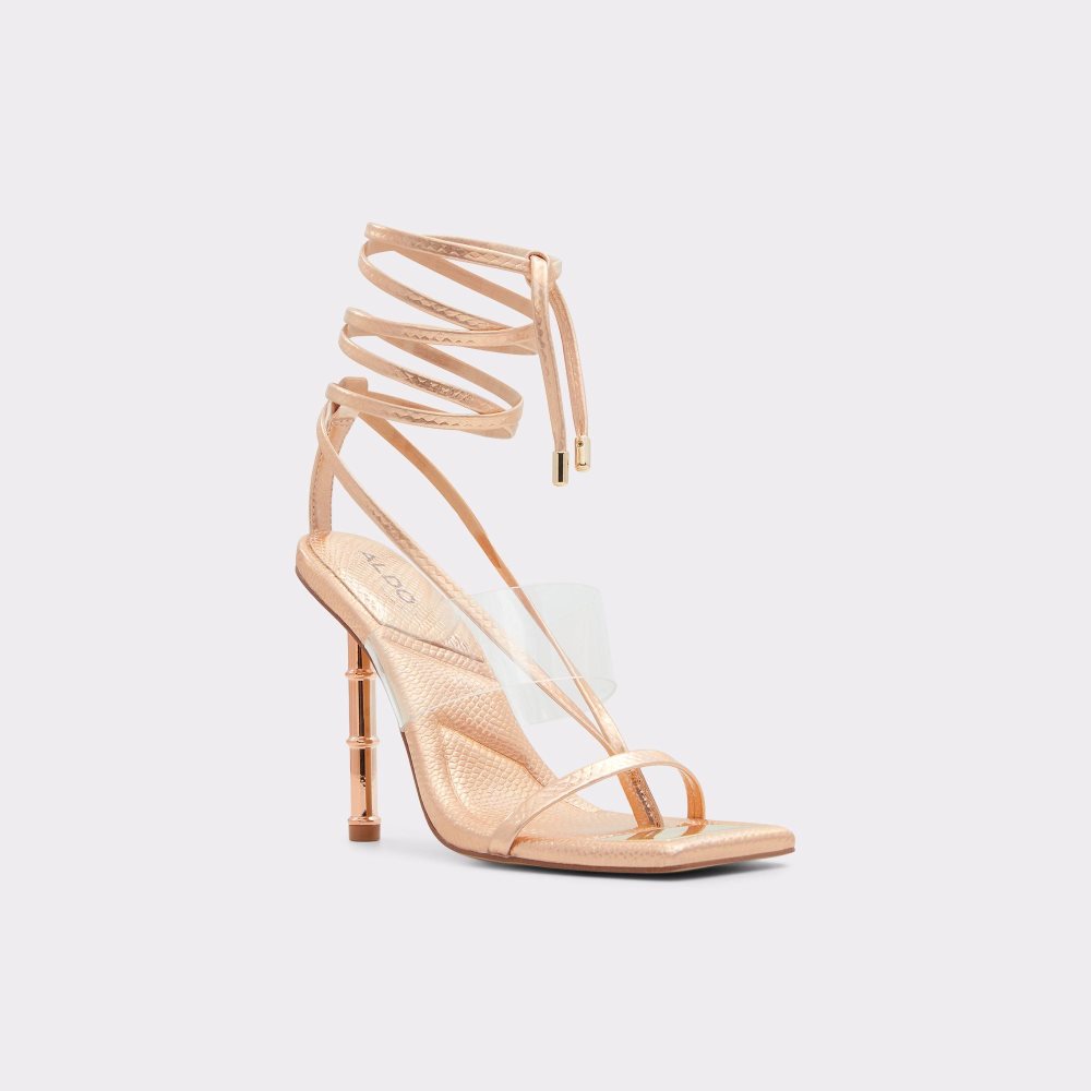 Aldo Elektra Strappy heeled sandal Sandalet Kadın Pembe Altın | AFUZ16043