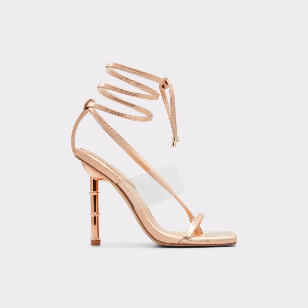 Aldo Elektra Strappy heeled sandal Sandalet Kadın Pembe Altın | AFUZ16043