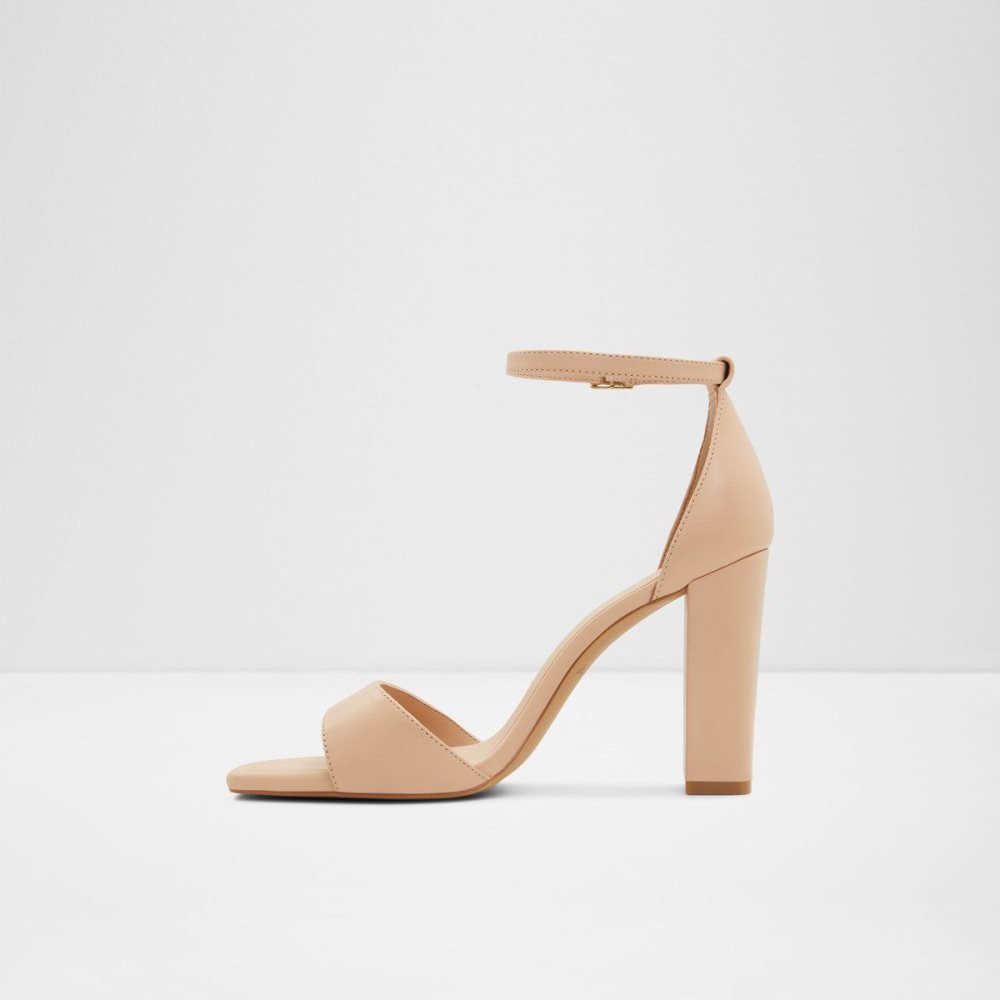 Aldo Enaegyn Ankle strap heeled sandal - Cup sole Blok Topuklu Ayakkabı Kadın Açık Bej Rengi | OXQC29758