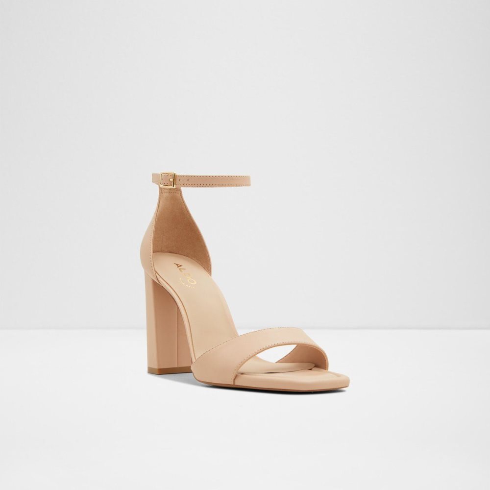 Aldo Enaegyn Ankle strap heeled sandal - Cup sole Blok Topuklu Ayakkabı Kadın Açık Bej Rengi | OXQC29758