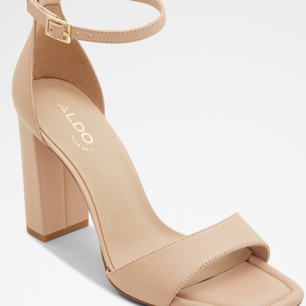 Aldo Enaegyn Ankle strap heeled sandal - Cup sole Blok Topuklu Ayakkabı Kadın Açık Bej Rengi | OXQC29758