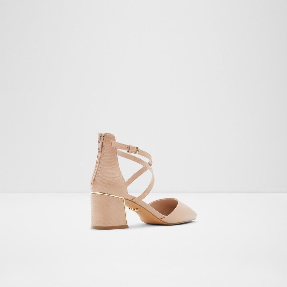 Aldo Grarwen Ankle strap heeled shoe Blok Topuklu Ayakkabı Kadın Bej Rengi | VITN46950