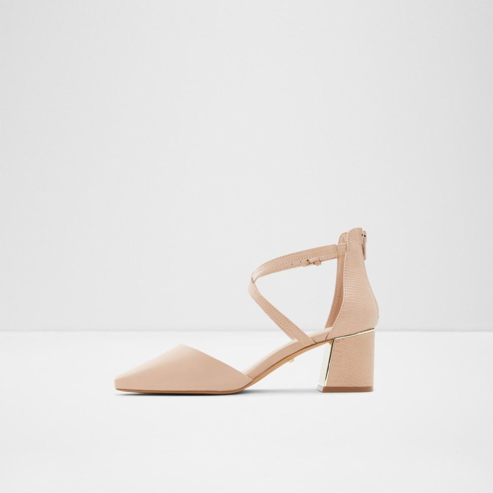 Aldo Grarwen Ankle strap heeled shoe Blok Topuklu Ayakkabı Kadın Bej Rengi | VITN46950