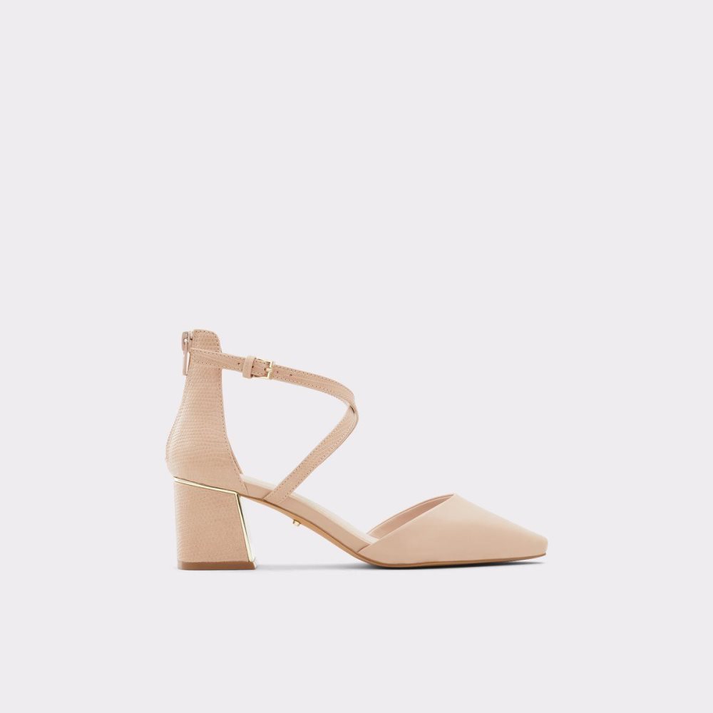 Aldo Grarwen Ankle strap heeled shoe Blok Topuklu Ayakkabı Kadın Bej Rengi | VITN46950