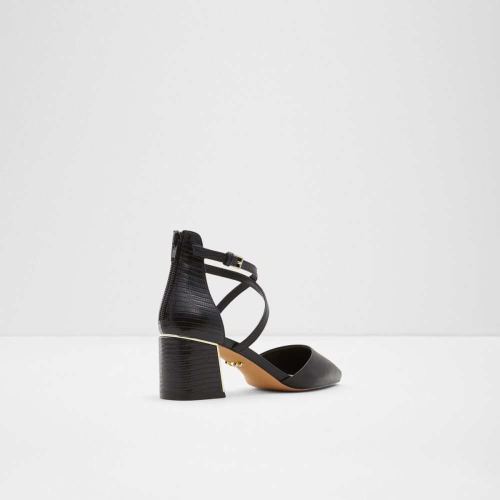 Aldo Grarwen Ankle strap heeled shoe Blok Topuklu Ayakkabı Kadın Siyah | ALKR14762