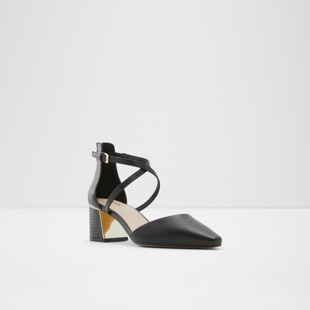 Aldo Grarwen Ankle strap heeled shoe Blok Topuklu Ayakkabı Kadın Siyah | ALKR14762