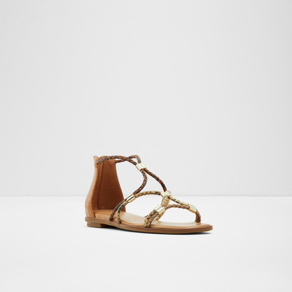 Aldo Oceriwenflex Strappy flat sandal Sandalet Kadın Kahverengi | XLYQ90513