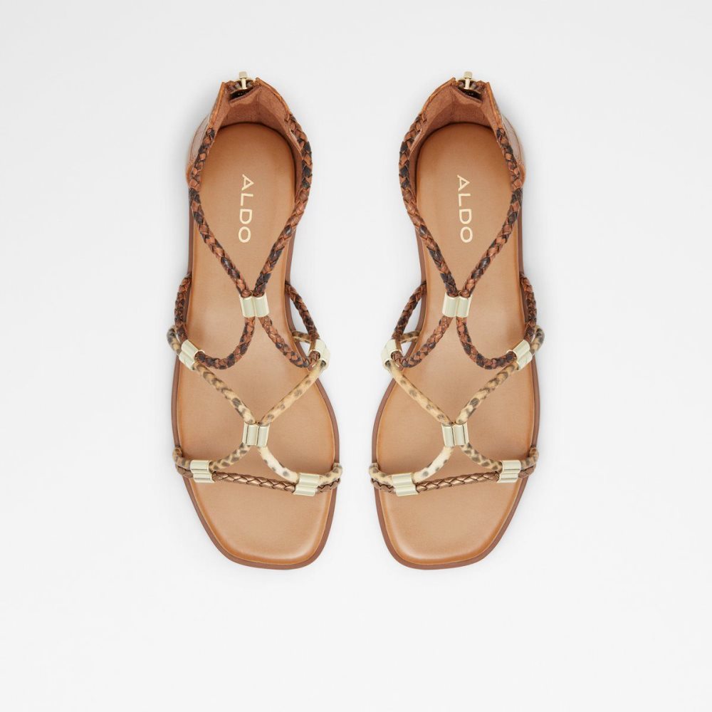 Aldo Oceriwenflex Strappy flat sandal Sandalet Kadın Kahverengi | XLYQ90513