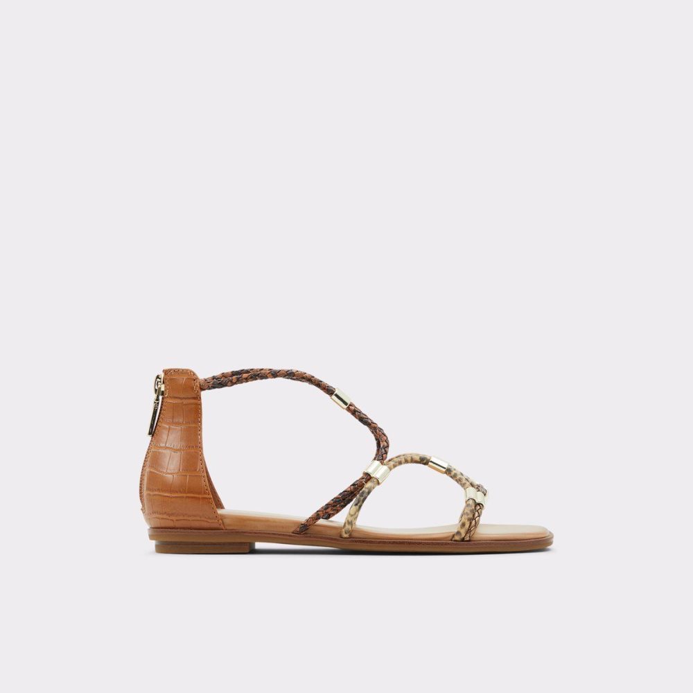 Aldo Oceriwenflex Strappy flat sandal Sandalet Kadın Kahverengi | XLYQ90513