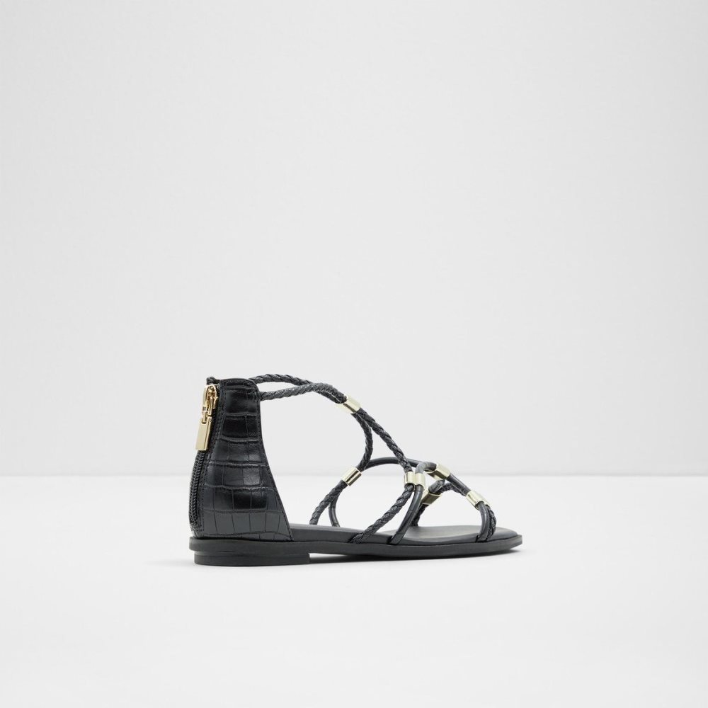 Aldo Oceriwenflex Strappy flat sandal Sandalet Kadın Siyah | CNDE78169