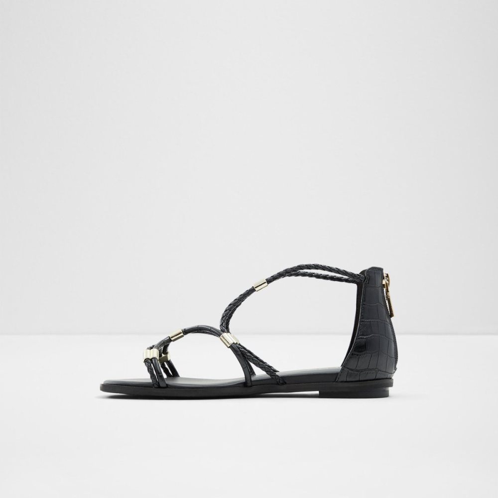 Aldo Oceriwenflex Strappy flat sandal Sandalet Kadın Siyah | CNDE78169