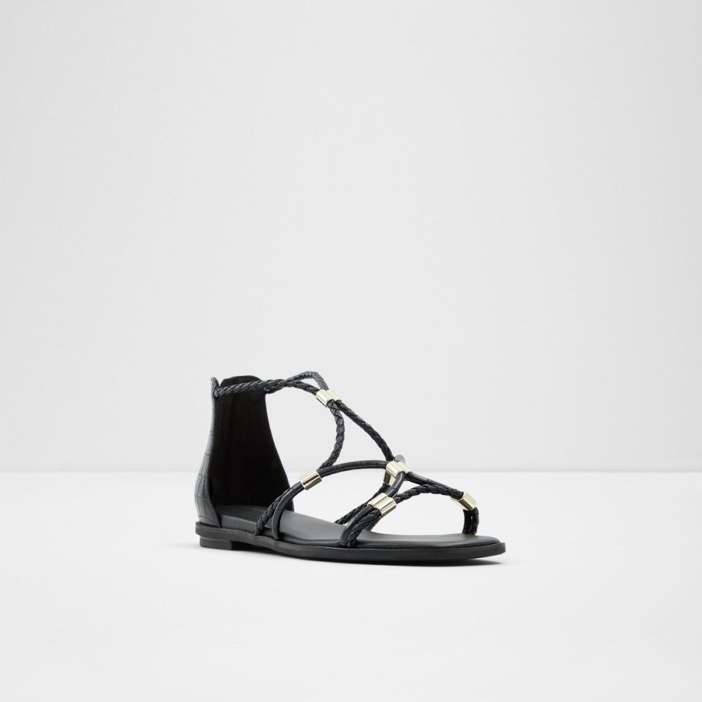 Aldo Oceriwenflex Strappy flat sandal Sandalet Kadın Siyah | CNDE78169