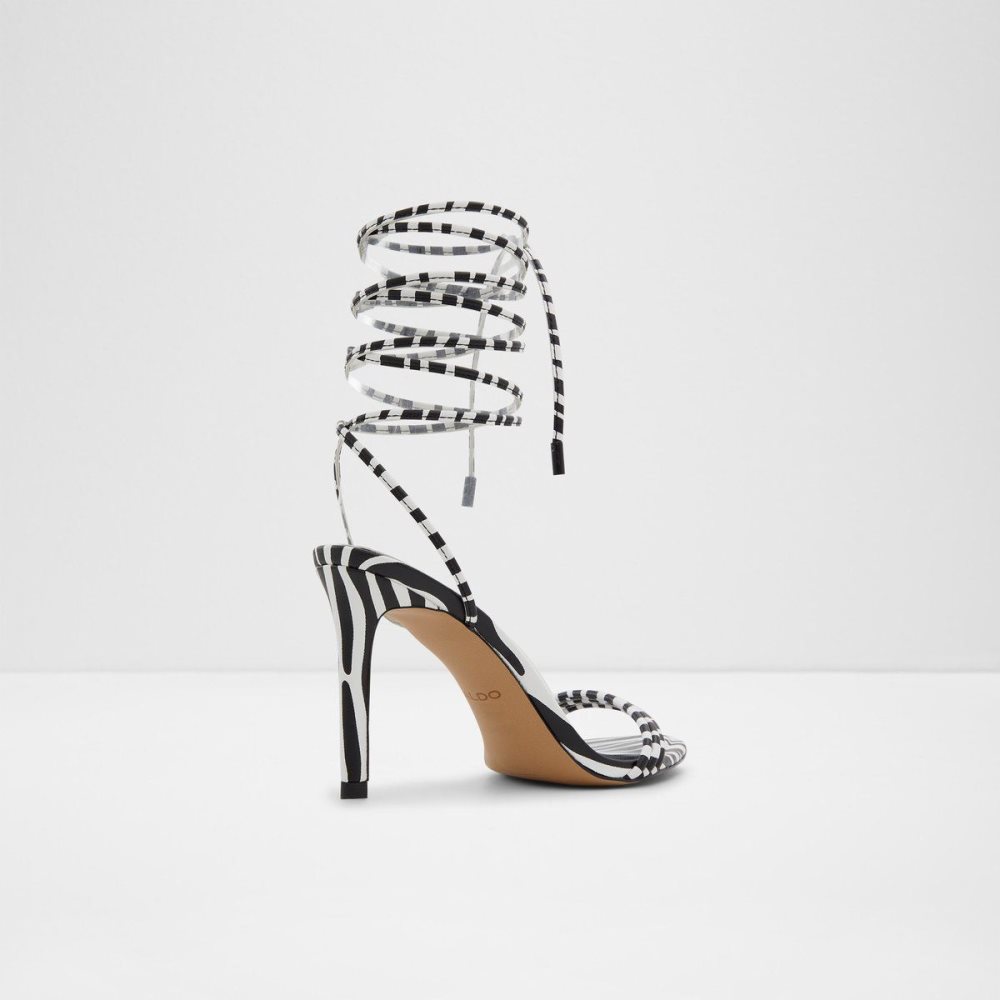 Aldo Strappy heeled sandal - Stiletto heel Perfect Pairings Kadın Siyah Beyaz | YIKB40532