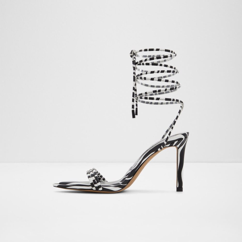 Aldo Strappy heeled sandal - Stiletto heel Perfect Pairings Kadın Siyah Beyaz | YIKB40532