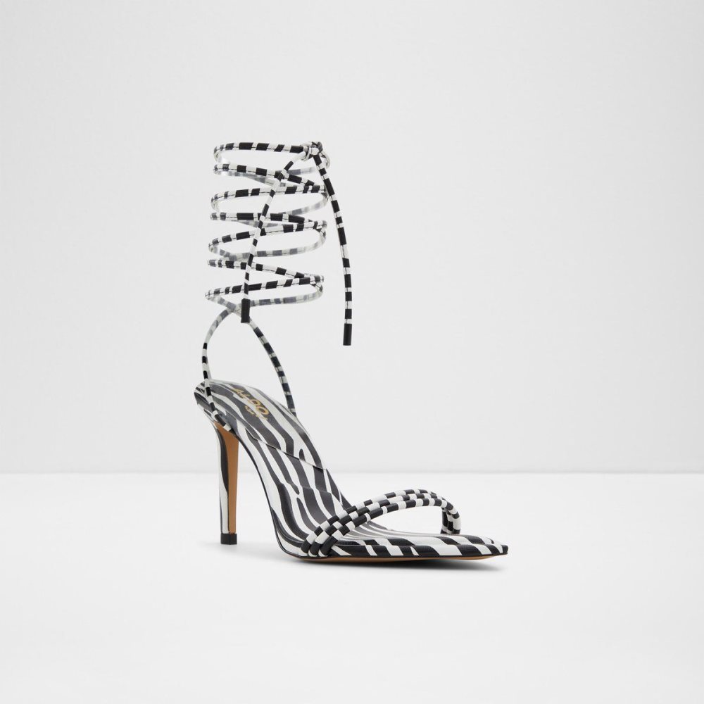 Aldo Strappy heeled sandal - Stiletto heel Perfect Pairings Kadın Siyah Beyaz | YIKB40532