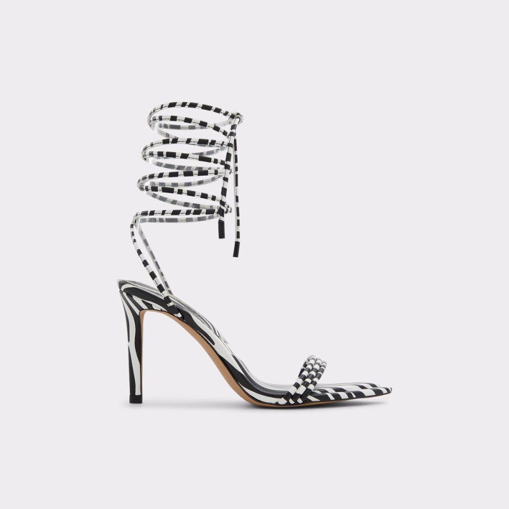 Aldo Strappy heeled sandal - Stiletto heel Perfect Pairings Kadın Siyah Beyaz | YIKB40532